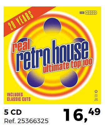 Promoties 5 cd real retrohouse ultimate top 100 - Huismerk - Supra Bazar - Geldig van 24/04/2018 tot 29/05/2018 bij Supra Bazar