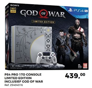 Promoties Ps4 pro 1to console limited edition inclusief god of war - Sony - Geldig van 24/04/2018 tot 29/05/2018 bij Supra Bazar