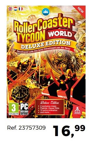 Promoties Roller coaster tycoon world deluxe edition - Atari - Geldig van 24/04/2018 tot 29/05/2018 bij Supra Bazar