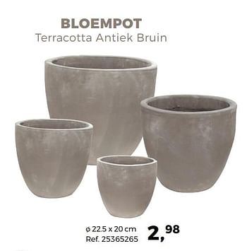Promoties Bloempot terracotta antiek bruin - Huismerk - Supra Bazar - Geldig van 24/04/2018 tot 29/05/2018 bij Supra Bazar
