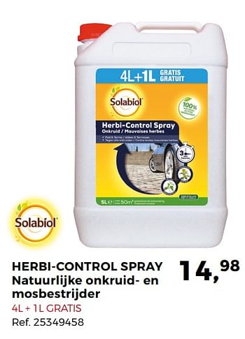 Promoties Herbi-control spray natuurlijke onkruid- en mosbestrijder solabiol - Solabiol - Geldig van 24/04/2018 tot 29/05/2018 bij Supra Bazar