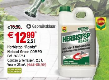 Promoties Herbistop ready netosol green compo - Compo - Geldig van 25/04/2018 tot 07/05/2018 bij Brico
