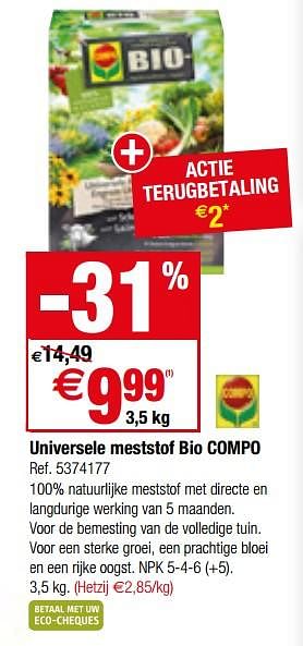 Promoties Universele meststof bio compo - Compo - Geldig van 25/04/2018 tot 07/05/2018 bij Brico