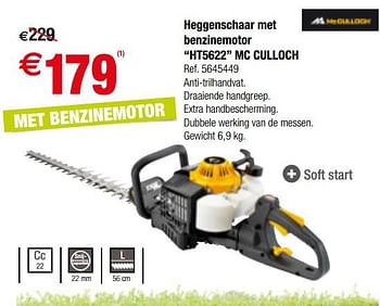 Promotions Heggenschaar met benzinemotor ht5622 mc culloch - McCulloch - Valide de 25/04/2018 à 07/05/2018 chez Brico