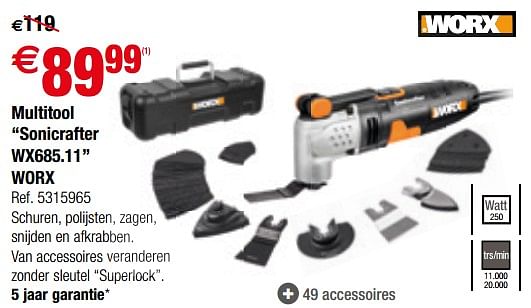 Worx Multitool sonicrafter wx671.11 worx En promotion chez Brico