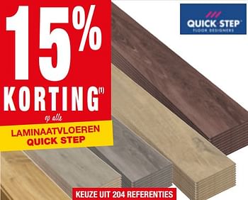 Promoties 15% korting op alle laminaatvloeren quick step - QuickStep - Geldig van 25/04/2018 tot 07/05/2018 bij Brico