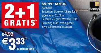 Promoties Zeil pe sencys - Sencys - Geldig van 25/04/2018 tot 07/05/2018 bij Brico
