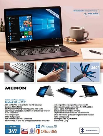 Promoties Medion akoya e3216 (md61800)notebook - Medion - Geldig van 23/04/2018 tot 28/04/2018 bij Aldi