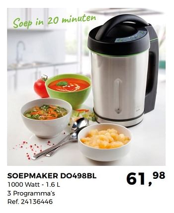 Promoties Soepmaker do498bl - Huismerk - Supra Bazar - Geldig van 24/04/2018 tot 29/05/2018 bij Supra Bazar
