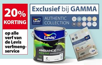 Promoties 20% korting op alle verf van de levis verfmeng- service - Levis - Geldig van 25/04/2018 tot 07/05/2018 bij Gamma