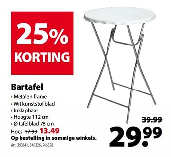 Promoties Bartafel - Huismerk - Gamma - Geldig van 25/04/2018 tot 07/05/2018 bij Gamma