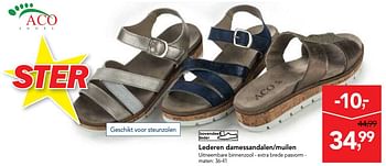 Promotions Lederen damessandalen-muilen - Aco Shoes - Valide de 25/04/2018 à 08/05/2018 chez Makro