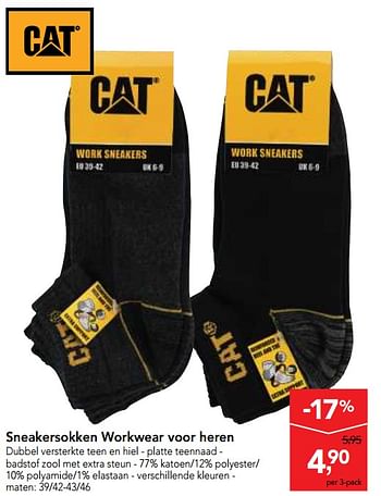 Promotions Sneakersokken workwear voor heren - CAT - Valide de 25/04/2018 à 08/05/2018 chez Makro