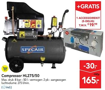 Promoties Specair compressor hl275-50 - Specair - Geldig van 25/04/2018 tot 08/05/2018 bij Makro