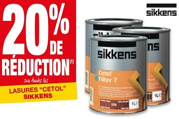Promotions 20% de réduction sur toutes les lasures cetol sikkens - Sikkens - Valide de 25/04/2018 à 07/05/2018 chez Brico