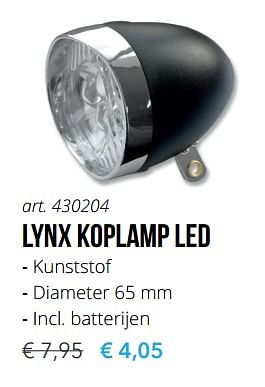Promoties Lynx koplamp led - Lynx - Geldig van 01/10/2017 tot 30/04/2018 bij Internet Bikes