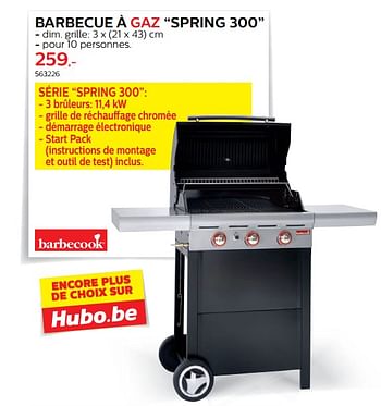 Promotions Barbecue à gaz spring 300 - Barbecook - Valide de 28/03/2018 à 30/06/2018 chez Hubo
