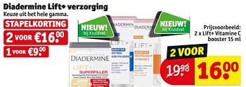 Promoties Diadermine lift+ verzorging 2 x lift+ vitamine c booster - Diadermine - Geldig van 24/04/2018 tot 29/04/2018 bij Kruidvat