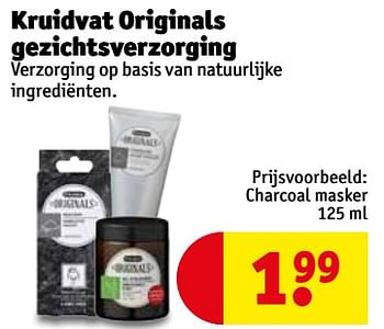 Promoties Kruidvat originals gezichtsverzorging charcoal masker - Huismerk - Kruidvat - Geldig van 24/04/2018 tot 29/04/2018 bij Kruidvat