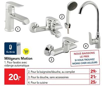 Promotions Mitigeurs motion Pour lavabo avec vidange automatique - Van Marcke - Valide de 25/04/2018 à 08/05/2018 chez Makro