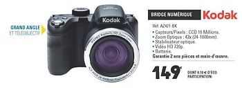 Promotions Kodak bridge numérique az421-bk - Kodak - Valide de 17/04/2018 à 28/04/2018 chez E.Leclerc