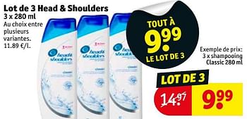 Promoties 3 x shampooing classic - Head & Shoulders - Geldig van 24/04/2018 tot 29/04/2018 bij Kruidvat