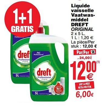 Promoties Liquide vaisselle vaatwasmiddel dreft original - Dreft - Geldig van 24/04/2018 tot 30/04/2018 bij Cora