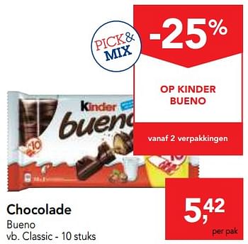 Promoties Chocolade bueno classic - Kinder - Geldig van 25/04/2018 tot 08/05/2018 bij Makro
