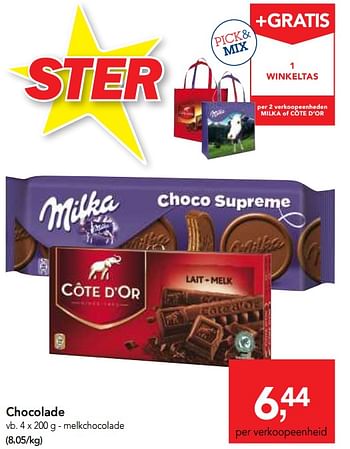 Promoties Chocolade melkchocolade - Milka - Geldig van 25/04/2018 tot 08/05/2018 bij Makro