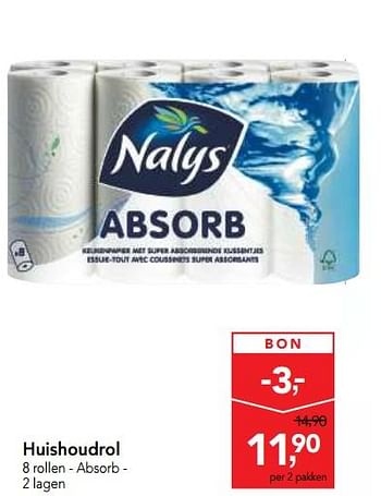 Promoties Huishoudrol absorb - Nalys - Geldig van 25/04/2018 tot 08/05/2018 bij Makro