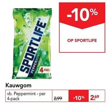 Promoties Kauwgom peppermint - Sportlife - Geldig van 25/04/2018 tot 08/05/2018 bij Makro