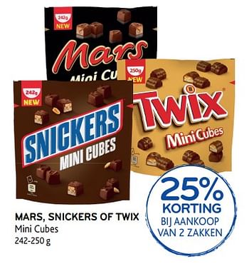 Promotions Mars, snickers of twix mini cubes - Mars Snacks - Valide de 25/04/2018 à 08/05/2018 chez Alvo
