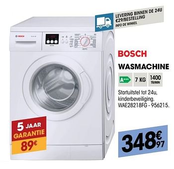 Promoties Bosch wasmachine wae28218fg - Bosch - Geldig van 26/04/2018 tot 13/05/2018 bij Electro Depot