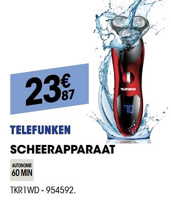 Promoties Telefunken scheerapparaat tkr1wd - Telefunken - Geldig van 26/04/2018 tot 13/05/2018 bij Electro Depot