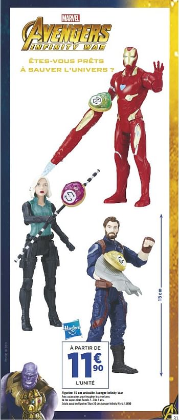 Promotions Figurine 15 cm articulée avenger infinity war - Hasbro - Valide de 17/04/2018 à 28/04/2018 chez Géant Casino