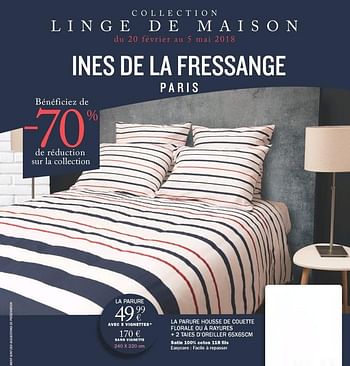 Promotions La parure housse de couette florale ou á rayures + 2 taies d`oreiller - Produit Maison - E.Leclerc - Valide de 20/03/2018 à 05/05/2018 chez E.Leclerc