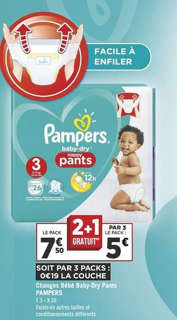 Promotions Changes bébé baby-dry pants pampers - Pampers - Valide de 17/04/2018 à 28/04/2018 chez Géant Casino