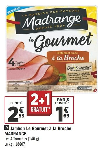 Promoties Jambon le gourmet à la broche madrange - Madrange - Geldig van 17/04/2018 tot 28/04/2018 bij Géant Casino