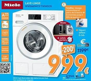 Promotions Miele lave-linge wwe660wcs twindos - Miele - Valide de 23/04/2018 à 24/05/2018 chez Krefel