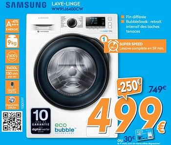 Promotions Samsung lave-linge ww91j6400cw - Samsung - Valide de 23/04/2018 à 24/05/2018 chez Krefel
