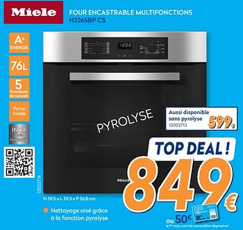 Promotions Miele four encastrable multifonctions h2265bp cs - Miele - Valide de 23/04/2018 à 24/05/2018 chez Krefel