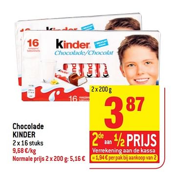Promoties Chocolade kinder - Kinder - Geldig van 25/04/2018 tot 01/05/2018 bij Match