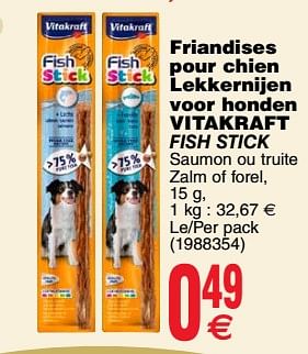 Promotions Friandises pour chien lekkernijen voor honden vitakraft fish stick - Vitakraft - Valide de 24/04/2018 à 30/04/2018 chez Cora