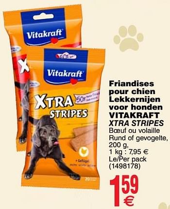 Promotions Friandises pour chien lekkernijen voor honden vitakraft xtra stripes - Vitakraft - Valide de 24/04/2018 à 30/04/2018 chez Cora