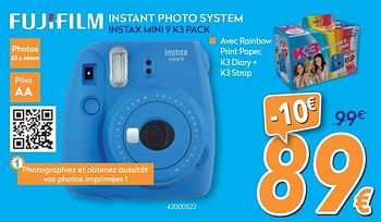 Promotions Fujifilm instant photo system instax mini 9 k3 pack - Fujifilm - Valide de 23/04/2018 à 24/05/2018 chez Krefel
