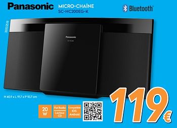 Promotions Panasonic micro-chaîne sc-hc200eg-k - Panasonic - Valide de 23/04/2018 à 24/05/2018 chez Krefel
