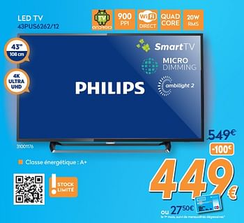 Promotions Philips led tv 43pus6262-12 - Philips - Valide de 23/04/2018 à 24/05/2018 chez Krefel