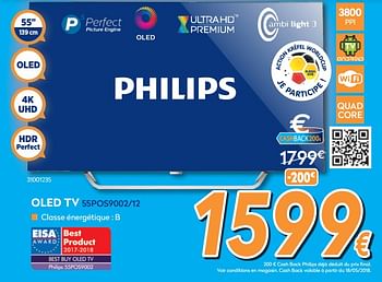 Promotions Philips oled tv 55pos9002-12 - Philips - Valide de 23/04/2018 à 24/05/2018 chez Krefel