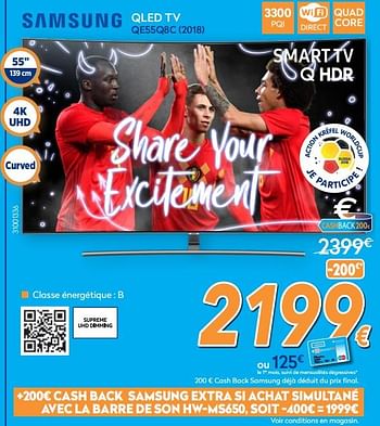 Promotions Samsung qled tv qe55q8c (2018) - Samsung - Valide de 23/04/2018 à 24/05/2018 chez Krefel