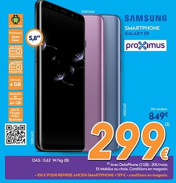 Promotions Samsung smartphone galaxy s9 - Samsung - Valide de 23/04/2018 à 24/05/2018 chez Krefel